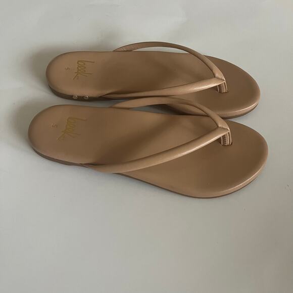 NEW Beek 'Sunbeam' Women's US 5 Flip Flop Sandal Nude Leather Minimalistic - Picture 9 of 9